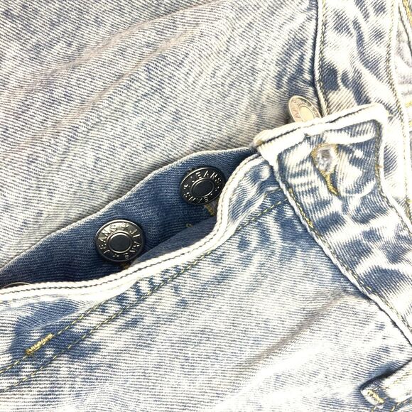 Vintage Acid Wash Denim Shorts Diagonal Button Fly High Rise M/L 🦋✨ - Picture 8 of 11